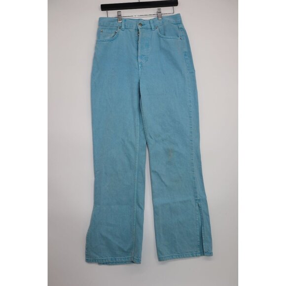 Topshop Womens Light Blue Denim Straight Leg Jeans UK 12 / US 30 With Side Slits - Picture 1 of 15